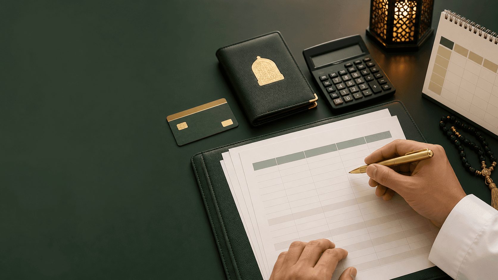 Travel payment plan documents prepared on a desk